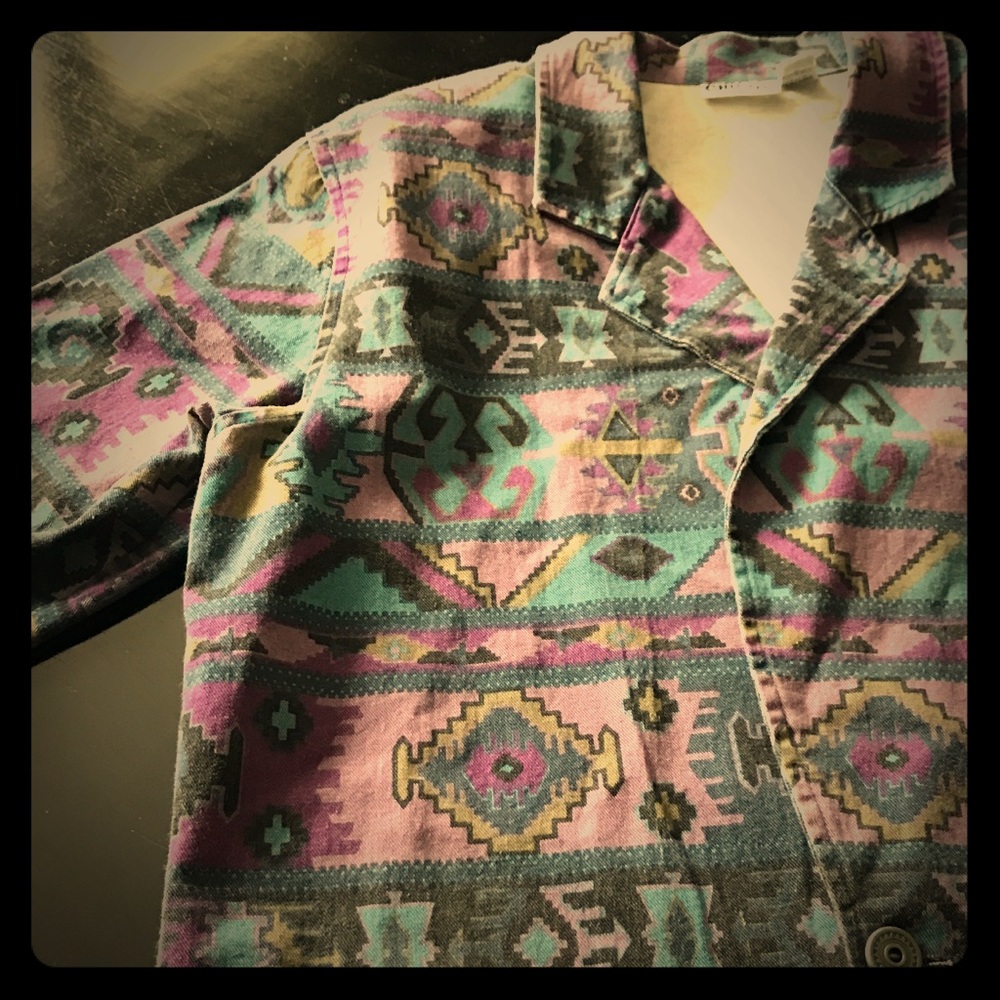 Vintage Chico’s Design Denim Tribal Pattern Jacket